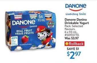 Walmart Danone Danino Drinkable Yogurt. 6 x 93 mL offer