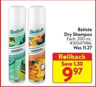 Walmart Batiste Dry Shampoo Each. 200 mL offer