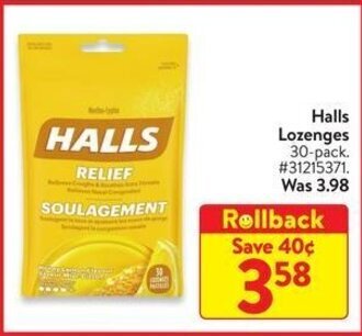 Walmart Halls Lozenges 30-pack. offer