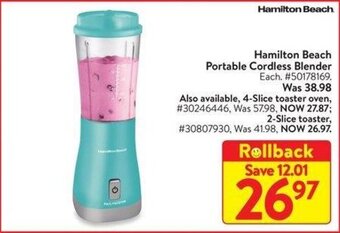 Walmart Hamilton Beach Portable Cordless Blender offer