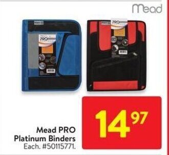 Walmart Mead PRO Platinum Binders offer