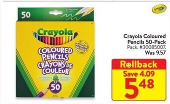 Walmart Crayola Coloured Pencils 50 - Pack offer