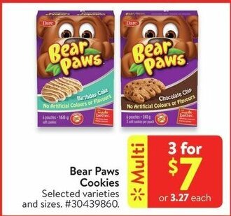 Walmart Bear Paws Cookies offer