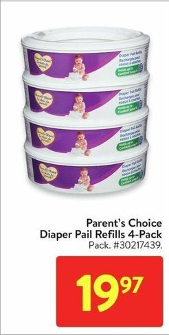 Walmart Parent's Choice Diaper Pail Refills 4-Pack offer