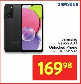 Walmart Samsung Galaxy A03 Unlocked Phone offer