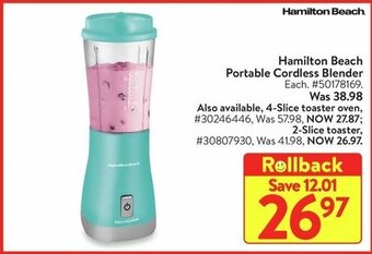 Walmart Hamilton Beach Portable Cordless Blender offer