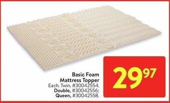 Walmart Basic Foam Mattress Topper offer