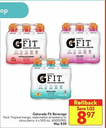 Walmart Gatorade Fit Beverage, 6 x 500 mL offer