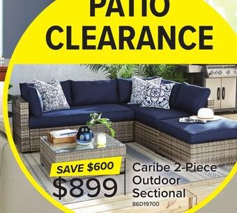Leon's Caribe 2-piece outdoor sectional and ottoman - navy offer