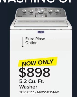 Leon's Maytag white top load washer with deep fill - (5.2 cu. ft.) - mvw5035mw offer
