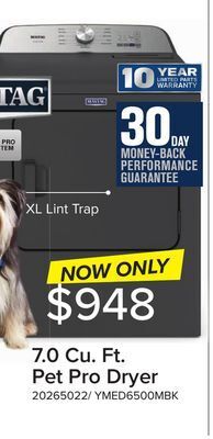 Leon's Maytag volcano black electric dryer with pet pro (7.0 cu. ft.) - ymed6500mbk offer