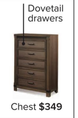 Leon's Rossco 5 drawer chest - rustic oak offer