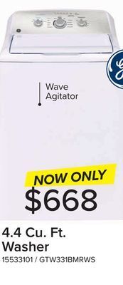 Leon's Ge white top-load washer (4.4 cu. ft.) - gtw331bmrws offer