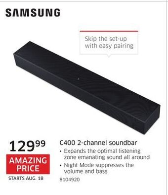 The Source Samsung c400 2-channel soundbar offer
