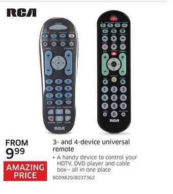 The Source Rca 3- and 4-device universal remote offer