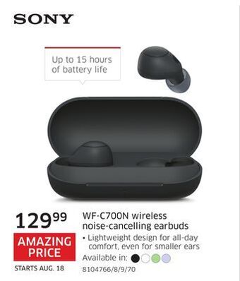 The Source Sony wf-c700n wireless noise-cancelling earbuds offer
