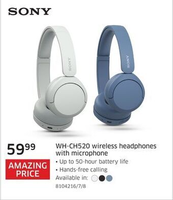 The Source Sony wh-ch520 wireless headphones with microphone offer