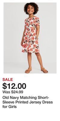 Old Navy Old navy matching short-sleeve printed jersey dress for girls offer
