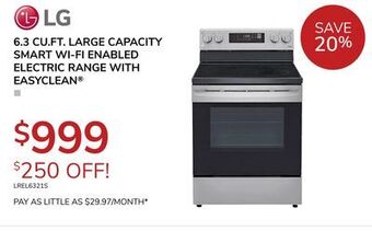 Goemans Appliances Lg 6.3 cu. ft. large capacity smart wi-fi enabled electric range with easyclean® offer