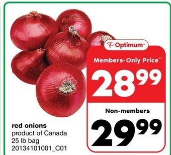 Wholesale Club Red onions, 25 lb bag offer