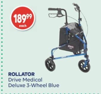 Wellwise by Shoppers Rollator drive medical deluxe 3-wheel blue offer