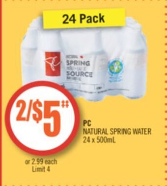 Shoppers Drug Mart Pc natural spring water offer