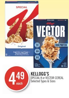 Shoppers Drug Mart Kellogg's special k or vector cereal offer