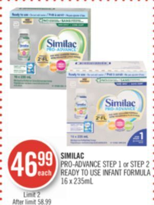 Shoppers Drug Mart Similac pro-advance step 1 or step 2 ready to use infant formula offer