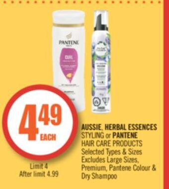 Shoppers Drug Mart Aussie, herbal essences styling or pantene hair care products offer