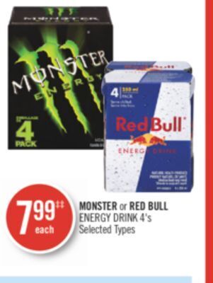 Shoppers Drug Mart Monster or red bull energy drink offer
