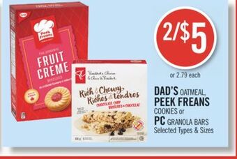 Shoppers Drug Mart Dad's oatmeal peek freans cookies or pc granola bars offer
