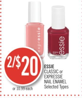 Shoppers Drug Mart Essie classic or expressie nail enamel offer