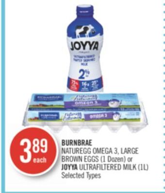 Shoppers Drug Mart Burnbrae naturegg omega 3, large brown eggs (1 dozen) or joyya ultrafiltered milk (1l) offer