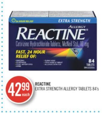 Shoppers Drug Mart Reactine extra strength allergy tablets offer