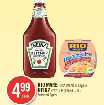 Shoppers Drug Mart Rio mare tuna salad (160g) or heinz ketchup (750ml - 1l) offer