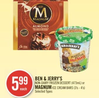 Shoppers Drug Mart Ben & jerry's non-dairy frozen dessert (473 ml) or magnum ice cream bars (3's-4's) offer