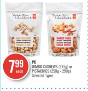 Shoppers Drug Mart Pc jumbo cashews (275g) or pistachios (250g - 290g) offer