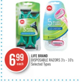 Shoppers Drug Mart Life brand disposable razors offer