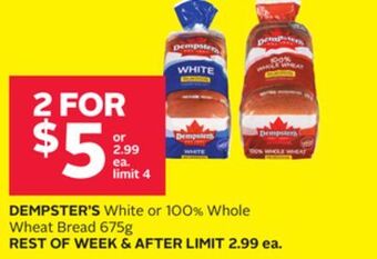 Rexall Dempster's white or 100% whole wheat bread offer