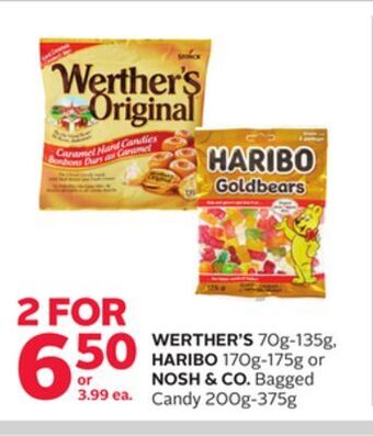 Rexall Werther's 70g-135g, haribo 170g-175g or nosh & co. bagged candy 200g-375g offer