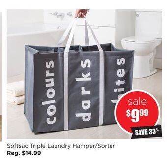 Kitchen Stuff Plus Softsac triple laundry hamper/sorter offer