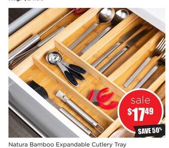 Kitchen Stuff Plus Natura bamboo expandable cutlery tray offer