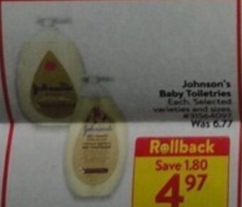 Walmart Johnson's Baby Toiletries offer