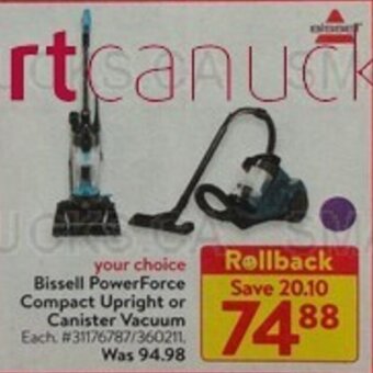 Walmart Bissell PowerForce Compact Upright or Canister Vacuum offer