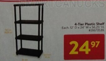 Walmart 4-Tier Plastic Shelf offer