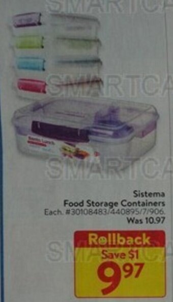 Walmart Sistema Food Storage Containers offer