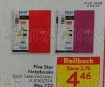 Walmart Five Star Notebooks offer