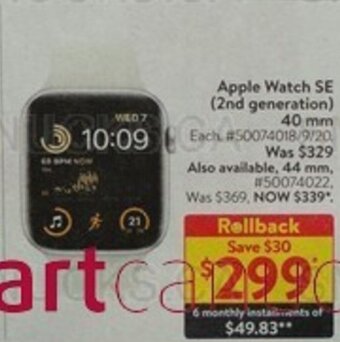 Walmart Apple Watch SE (2nd generation) 40mm offer