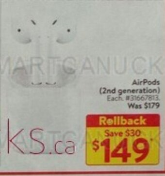 Walmart AirPods (2nd generation) offer