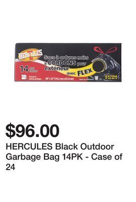 Dollarama Hercules black outdoor garbage bag 14pk - case of 24 offer